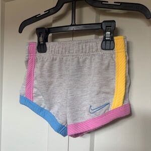 Nike Girls' Gray Shorts with Pink, Blue & Yellow Trim